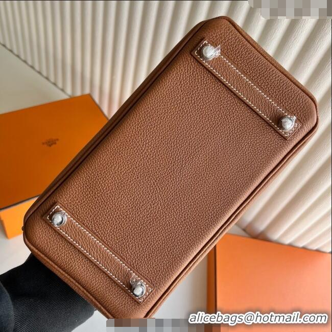 Original Discount Hermes Birkin 25cm Bag in Togo Calfskin Leather HE25 Brown/Silver 2025 (Full Handmade)