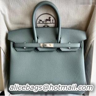 Good Taste Hermes Birkin 25cm Bag in Togo Calfskin Leather HE25 Almond Green 2025 (Full Handmade)