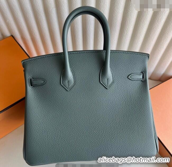 Good Taste Hermes Birkin 25cm Bag in Togo Calfskin Leather HE25 Almond Green 2025 (Full Handmade)