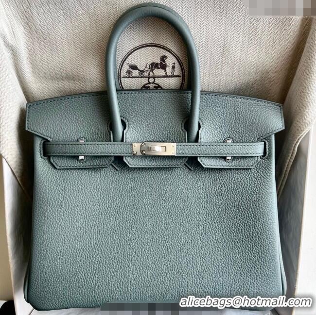 Good Taste Hermes Birkin 25cm Bag in Togo Calfskin Leather HE25 Almond Green 2025 (Full Handmade)