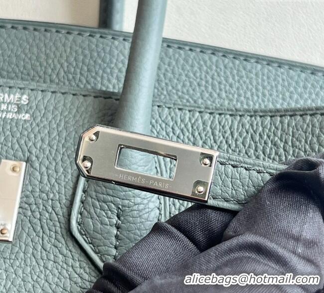 Good Taste Hermes Birkin 25cm Bag in Togo Calfskin Leather HE25 Almond Green 2025 (Full Handmade)