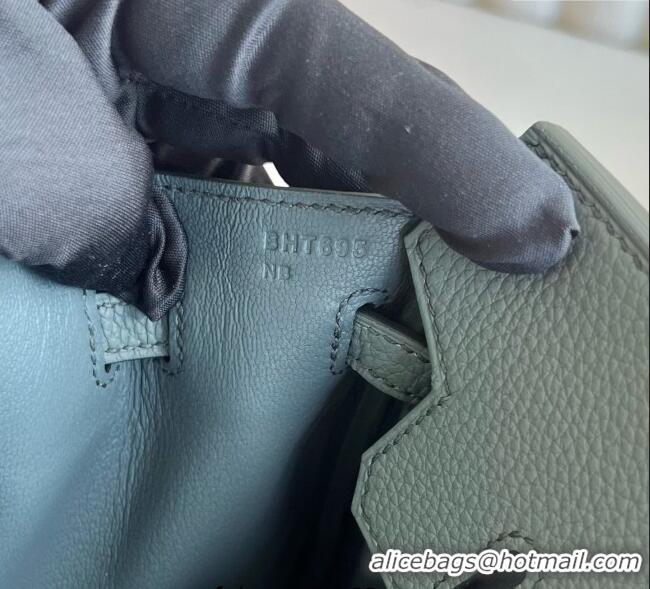 Good Taste Hermes Birkin 25cm Bag in Togo Calfskin Leather HE25 Almond Green 2025 (Full Handmade)