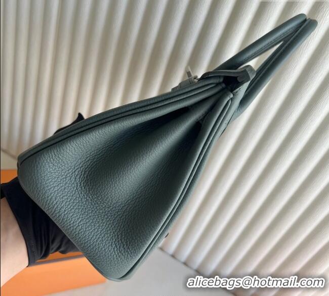 Good Taste Hermes Birkin 25cm Bag in Togo Calfskin Leather HE25 Almond Green 2025 (Full Handmade)