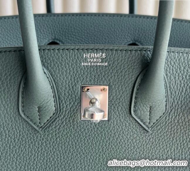 Good Taste Hermes Birkin 25cm Bag in Togo Calfskin Leather HE25 Almond Green 2025 (Full Handmade)