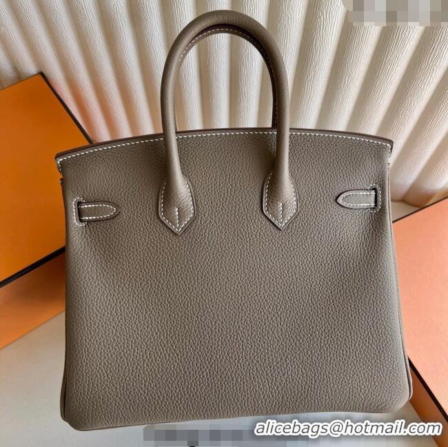 Top Quality Hermes Birkin 25cm Bag in Togo Calfskin Leather HE25 Elephant Grey/Gold 2025 (Full Handmade)