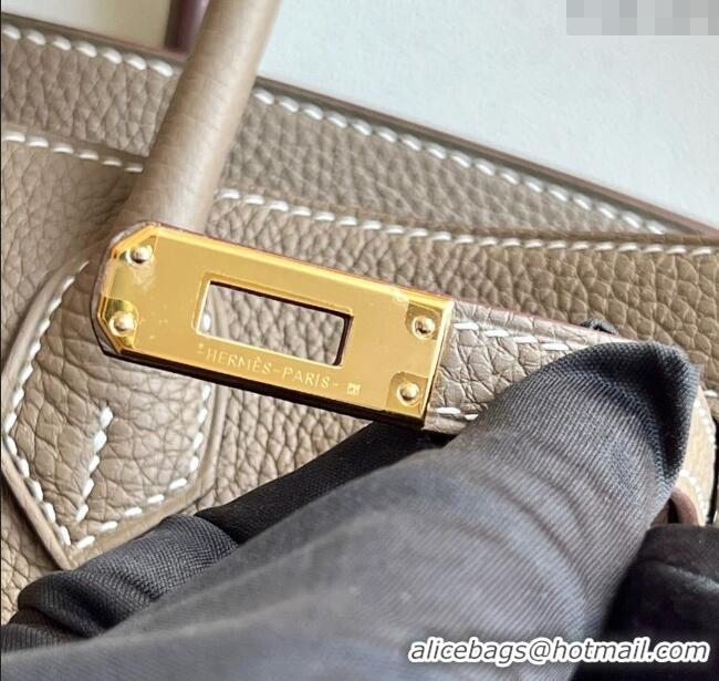 Top Quality Hermes Birkin 25cm Bag in Togo Calfskin Leather HE25 Elephant Grey/Gold 2025 (Full Handmade)
