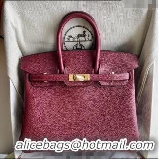 Buy Promotional Hermes Birkin 25cm Bag in Togo Calfskin Leather HE25 Hermes Red 2025 (Full Handmade)