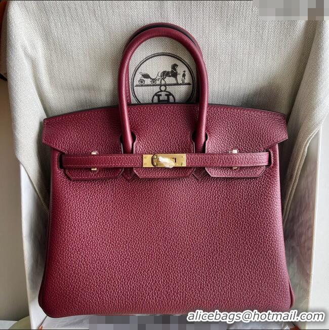 Buy Promotional Hermes Birkin 25cm Bag in Togo Calfskin Leather HE25 Hermes Red 2025 (Full Handmade)