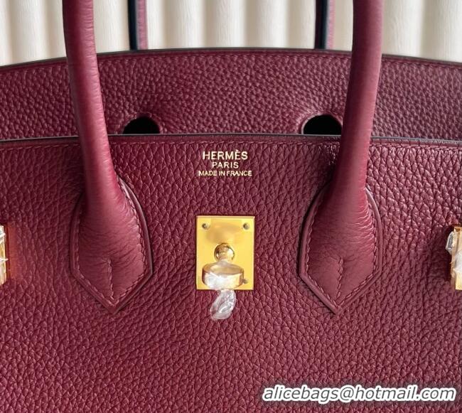 Buy Promotional Hermes Birkin 25cm Bag in Togo Calfskin Leather HE25 Hermes Red 2025 (Full Handmade)
