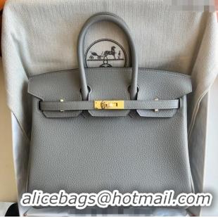 Most Popular Hermes Birkin 25cm Bag in Togo Calfskin Leather HE25 Cloud Grey 2025 (Full Handmade)