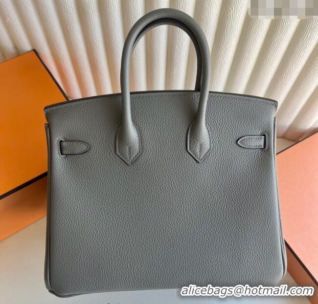Most Popular Hermes Birkin 25cm Bag in Togo Calfskin Leather HE25 Cloud Grey 2025 (Full Handmade)