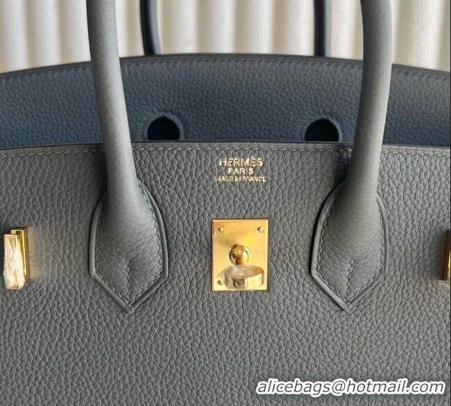 Most Popular Hermes Birkin 25cm Bag in Togo Calfskin Leather HE25 Cloud Grey 2025 (Full Handmade)