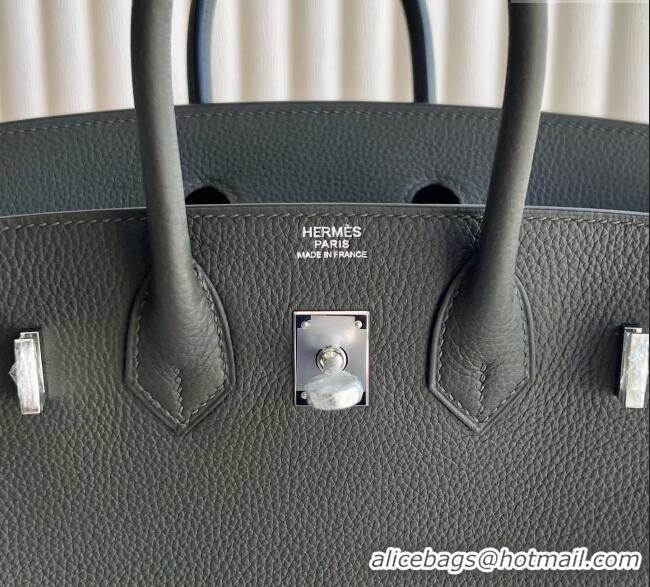 Luxury Discount Hermes Birkin 25cm Bag in Togo Calfskin Leather HE25 Dusty Green 2025 (Full Handmade)