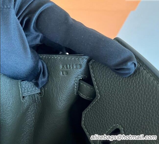 Luxury Discount Hermes Birkin 25cm Bag in Togo Calfskin Leather HE25 Dusty Green 2025 (Full Handmade)