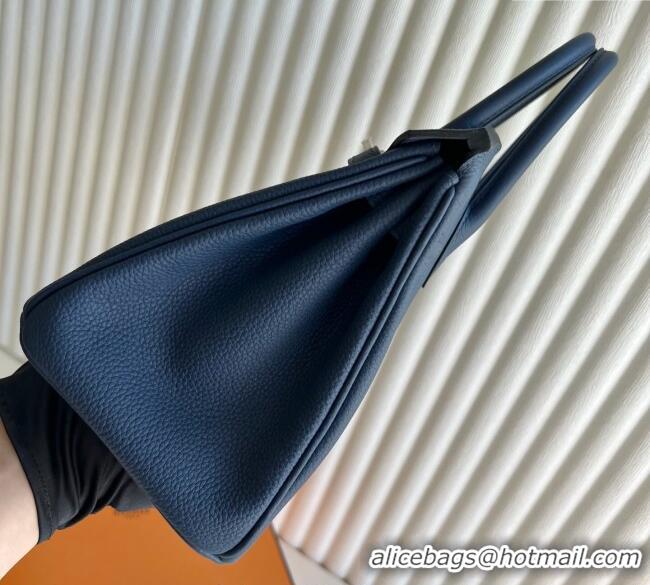 Famous Brand Hermes Birkin 25cm Bag in Togo Calfskin Leather HE25 Stone Blue 2025 (Full Handmade)