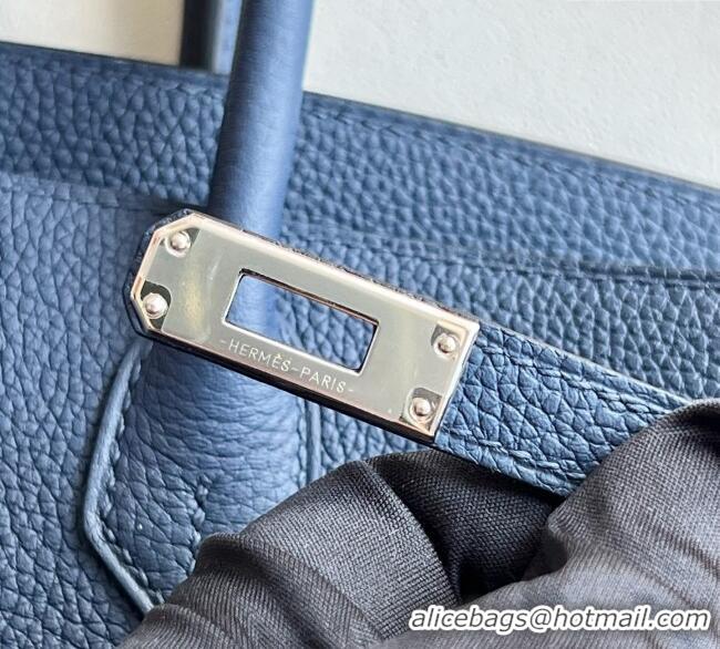 Famous Brand Hermes Birkin 25cm Bag in Togo Calfskin Leather HE25 Stone Blue 2025 (Full Handmade)