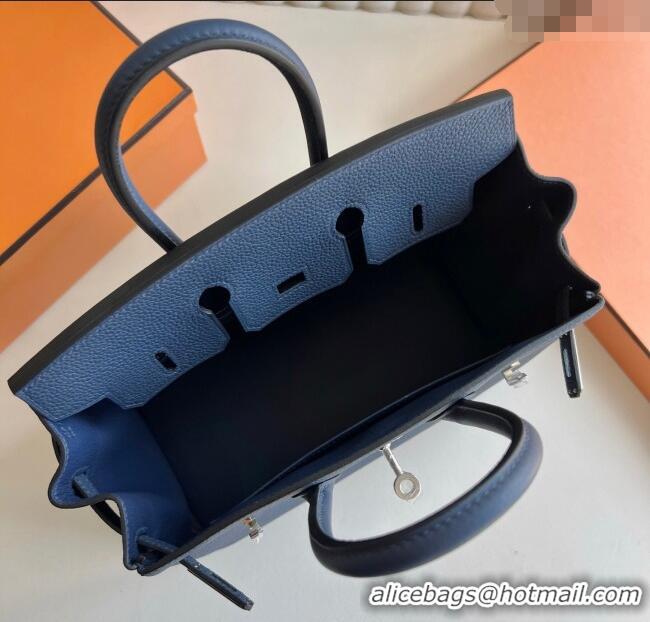 Famous Brand Hermes Birkin 25cm Bag in Togo Calfskin Leather HE25 Stone Blue 2025 (Full Handmade)