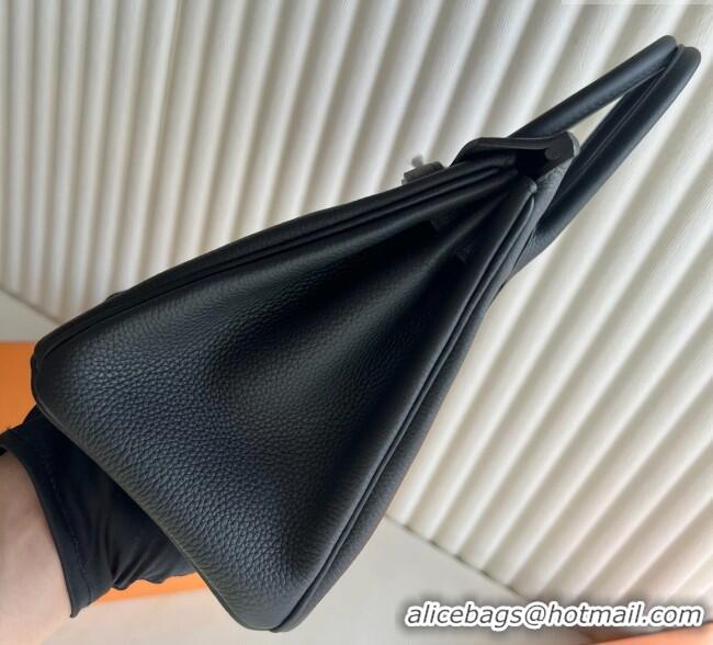 New Discount Hermes Birkin 25cm Bag in Togo Calfskin Leather HE25 Black/Silver 2025 (Full Handmade)