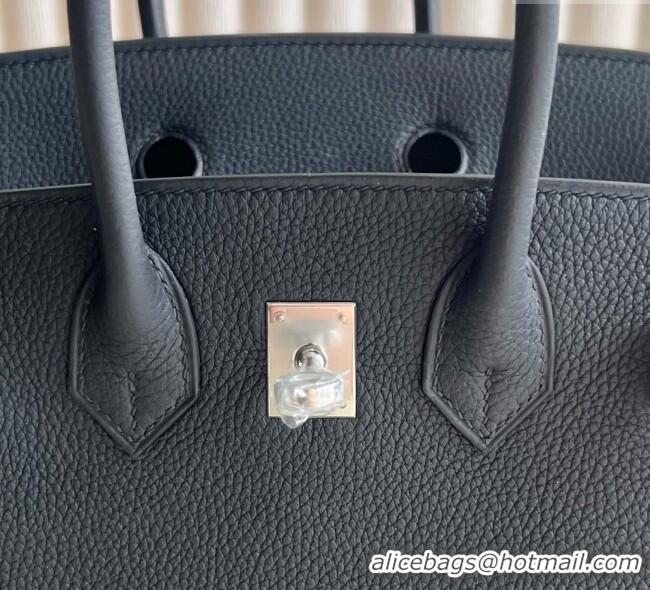 New Discount Hermes Birkin 25cm Bag in Togo Calfskin Leather HE25 Black/Silver 2025 (Full Handmade)