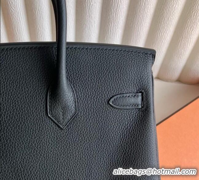 New Discount Hermes Birkin 25cm Bag in Togo Calfskin Leather HE25 Black/Silver 2025 (Full Handmade)