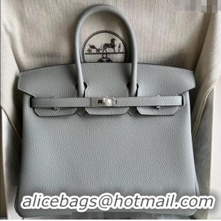 Discount Hermes Birkin 25cm Bag in Togo Calfskin Leather HE25 Sea Mew Grey 2025 (Full Handmade)