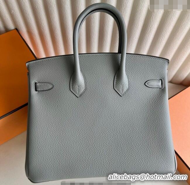 Discount Hermes Birkin 25cm Bag in Togo Calfskin Leather HE25 Sea Mew Grey 2025 (Full Handmade)