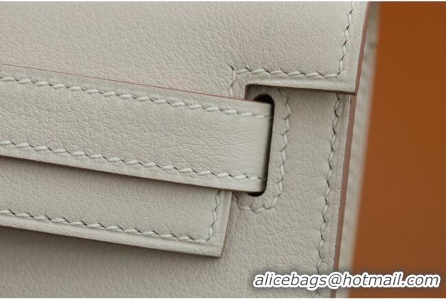 Best Quality Hermes Kelly Cut Clutch Bag in Original Swift Leather H0307 Milk Shake White/Gold (Full Handmade)