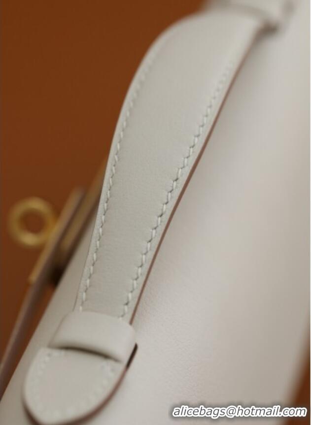 Best Quality Hermes Kelly Cut Clutch Bag in Original Swift Leather H0307 Milk Shake White/Gold (Full Handmade)