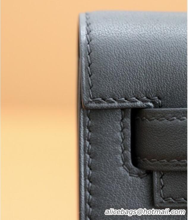 Affordable Price Hermes Kelly Cut Clutch Bag in Original Swift Leather H0307 Black/Gold (Full Handmade)