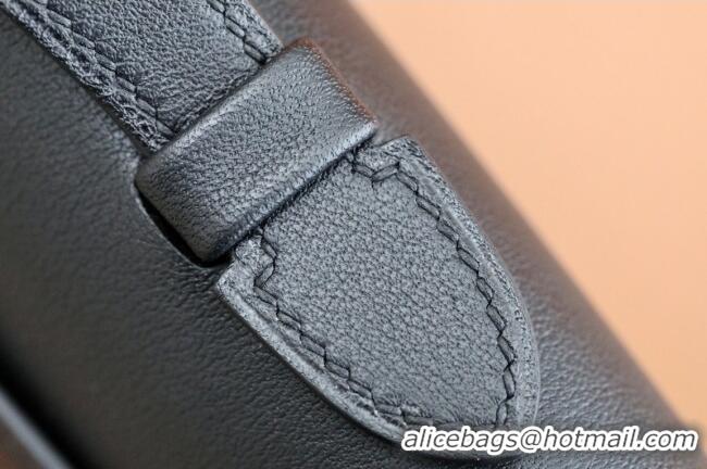 Affordable Price Hermes Kelly Cut Clutch Bag in Original Swift Leather H0307 Black/Gold (Full Handmade)
