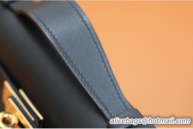 Affordable Price Hermes Kelly Cut Clutch Bag in Original Swift Leather H0307 Black/Gold (Full Handmade)