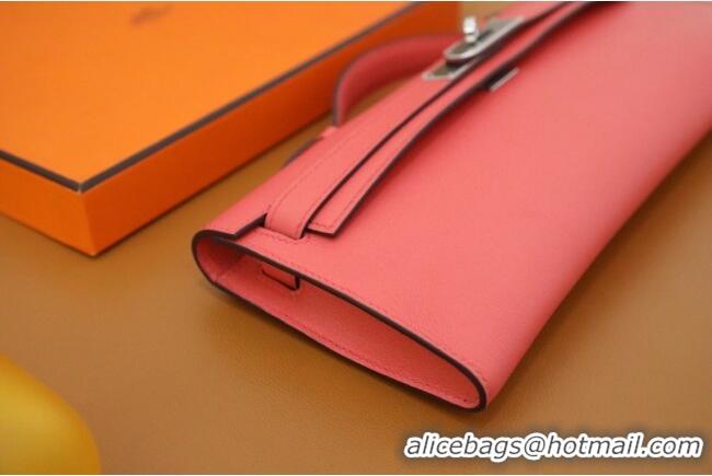 Promotional Hermes Kelly Cut Clutch Bag in Original Swift Leather H0307 Pink Texas/Silver (Full Handmade)