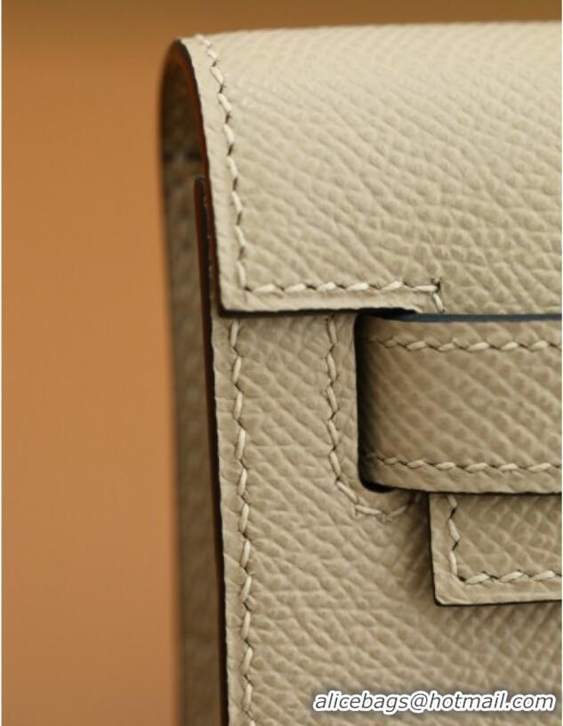 New Fashion Hermes Kelly Cut Clutch Bag in Original Swift Leather H0307 Trench Grey/Gold (Full Handmade)