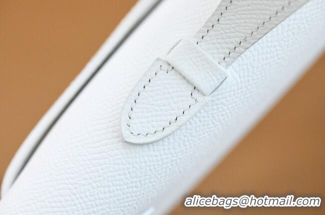 Buy Fashionable Hermes Kelly Cut Clutch Bag in Original Swift Leather H0307 Pure White/Gold (Full Handmade)