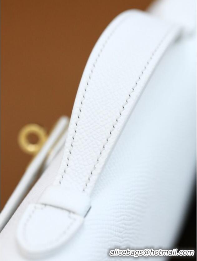 Buy Fashionable Hermes Kelly Cut Clutch Bag in Original Swift Leather H0307 Pure White/Gold (Full Handmade)
