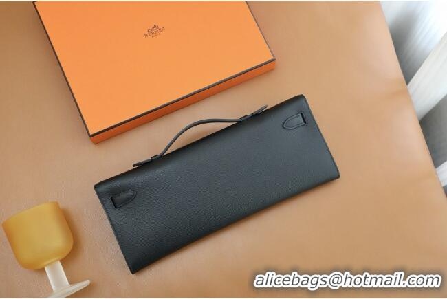 Spot Bulk Hermes Kelly Cut Clutch Bag in Original Swift Leather H0307 Black/Gold (Full Handmade)