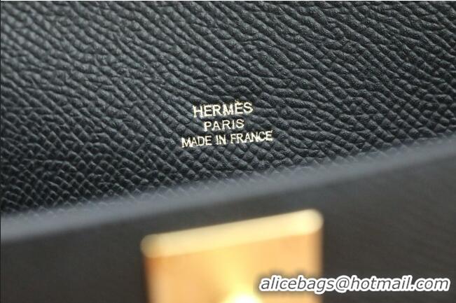Spot Bulk Hermes Kelly Cut Clutch Bag in Original Swift Leather H0307 Black/Gold (Full Handmade)