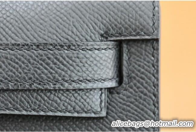 Spot Bulk Hermes Kelly Cut Clutch Bag in Original Swift Leather H0307 Black/Gold (Full Handmade)