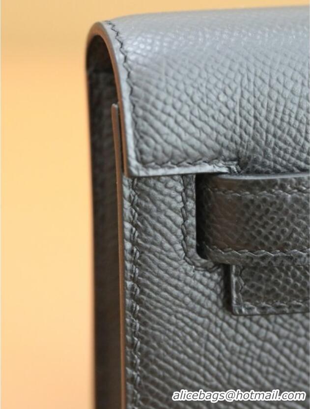 Spot Bulk Hermes Kelly Cut Clutch Bag in Original Swift Leather H0307 Black/Gold (Full Handmade)