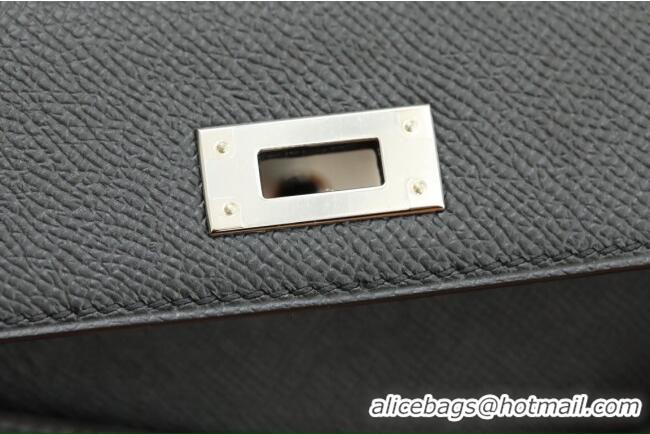 Trendy Design Hermes Kelly Cut Clutch Bag in Original Swift Leather H0307 Black/Silver (Full Handmade)
