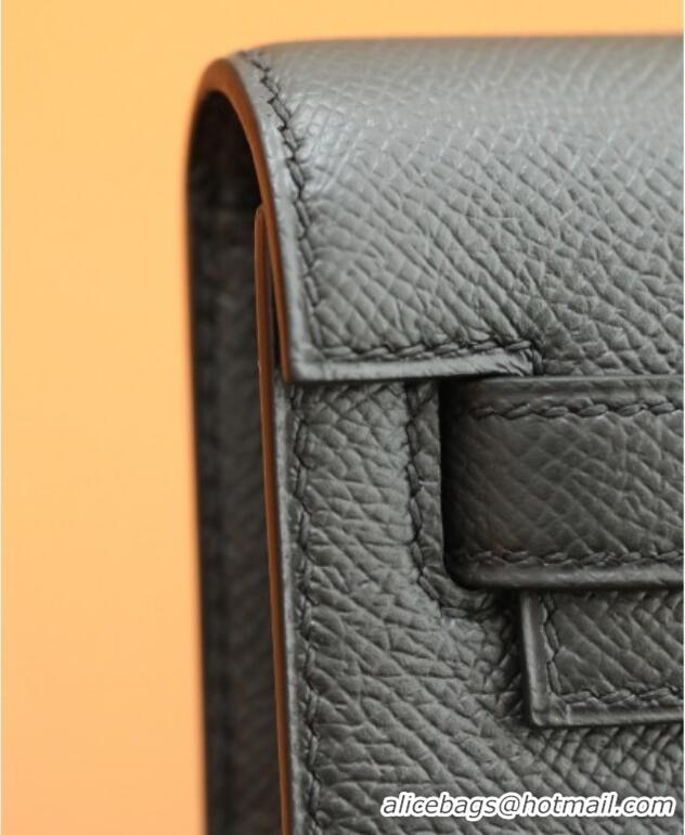 Trendy Design Hermes Kelly Cut Clutch Bag in Original Swift Leather H0307 Black/Silver (Full Handmade)