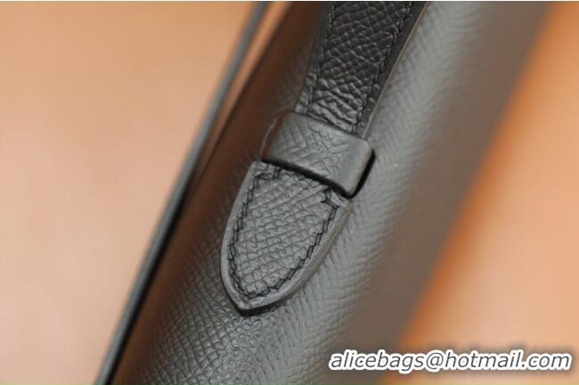 Trendy Design Hermes Kelly Cut Clutch Bag in Original Swift Leather H0307 Black/Silver (Full Handmade)