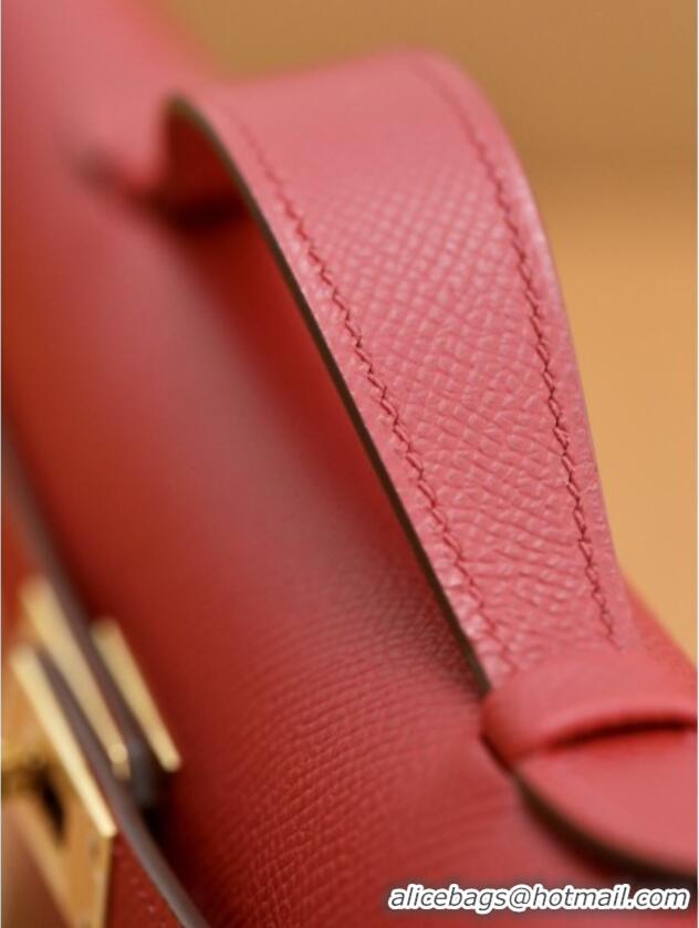 High Quality Hermes Kelly Cut Clutch Bag in Original Swift Leather H0307 National Flag Red/Gold (Full Handmade)