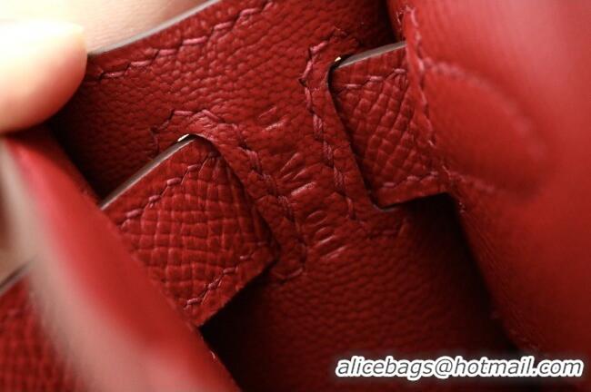 High Quality Hermes Kelly Cut Clutch Bag in Original Swift Leather H0307 National Flag Red/Gold (Full Handmade)