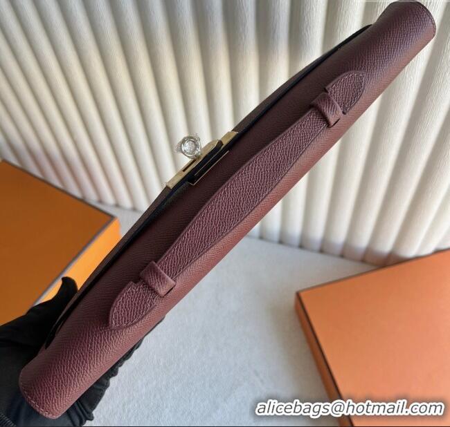 Market Sells Hermes Kelly Cut Clutch Bag in Original Epsom Leather CK55 Hermes Red/Gold (Full Handmade)