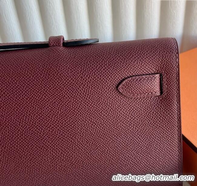 Market Sells Hermes Kelly Cut Clutch Bag in Original Epsom Leather CK55 Hermes Red/Gold (Full Handmade)