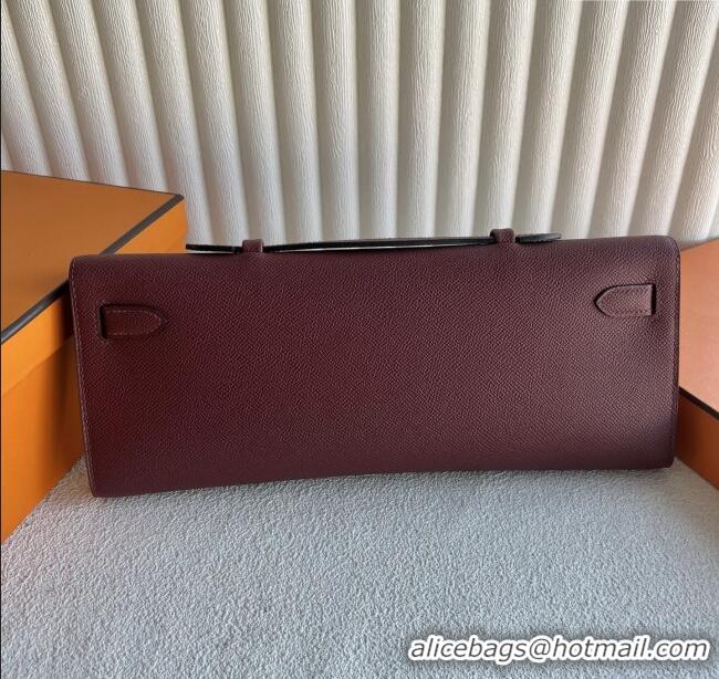 Market Sells Hermes Kelly Cut Clutch Bag in Original Epsom Leather CK55 Hermes Red/Gold (Full Handmade)