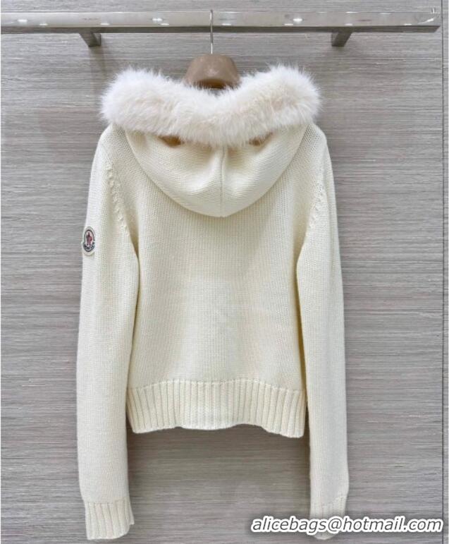 Good Looking Moncler Cashmere and Mink Fur Cardigan ML120101 White 2025