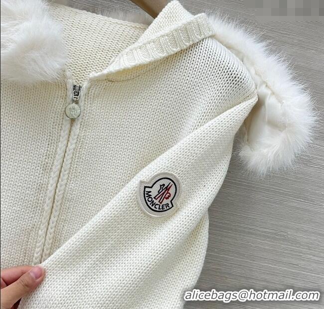 Good Looking Moncler Cashmere and Mink Fur Cardigan ML120101 White 2025