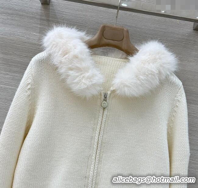 Good Looking Moncler Cashmere and Mink Fur Cardigan ML120101 White 2025